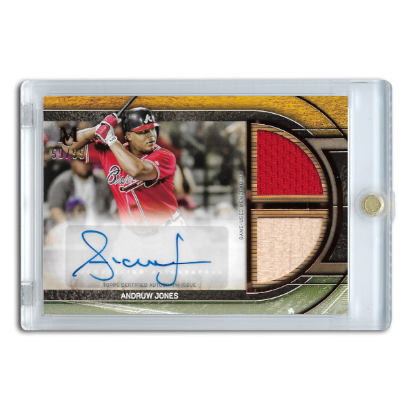 Andruw Jones Autographed Card 2025 Topps Museum Signature Swatches Dual Relic Gold # SPDRA-AJ Ltd Ed of 99
