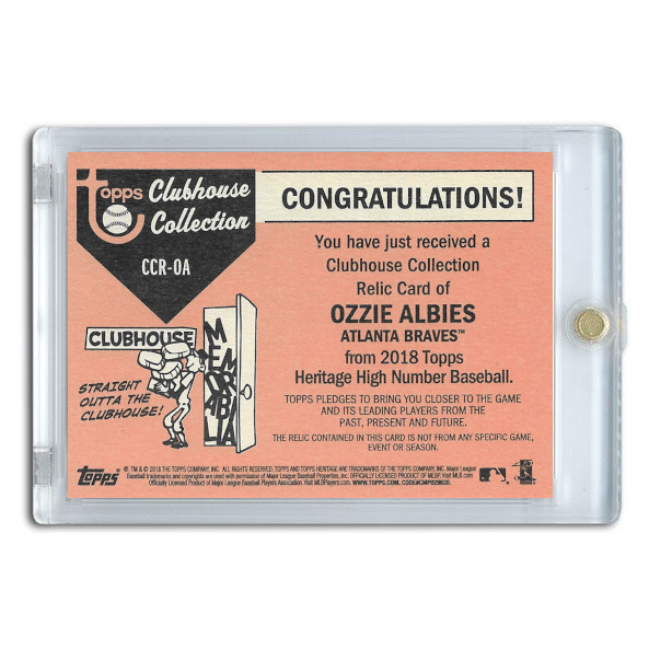 Ozzie Albies 2018 Topps Heritage Clubhouse Collection Relic # CCR-JT Rookie Card