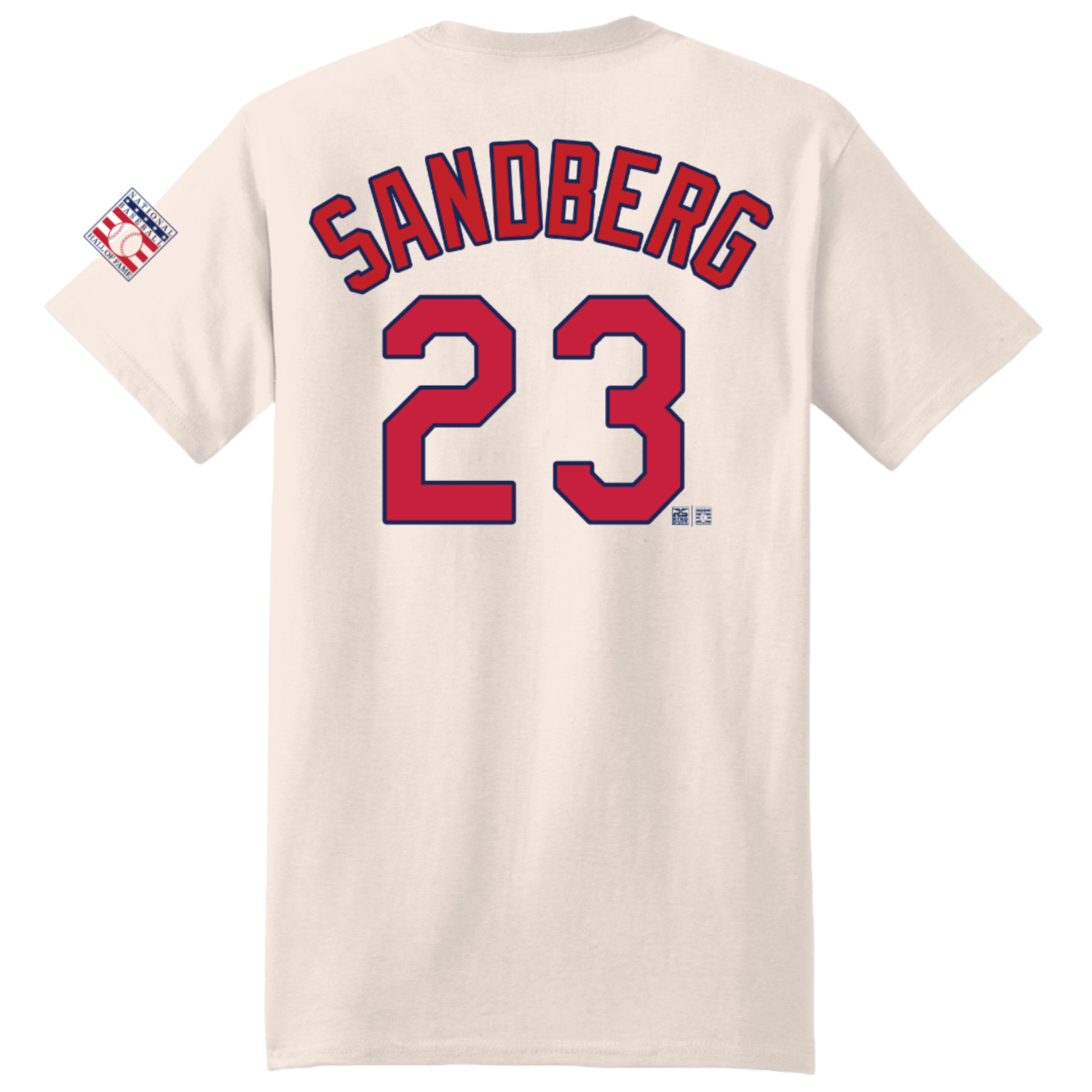 Men’s Ryne Sandberg Baseball Hall of Fame 2005 Inductee Vintage Jersey Number Heavyweight Ivory T-Shirt