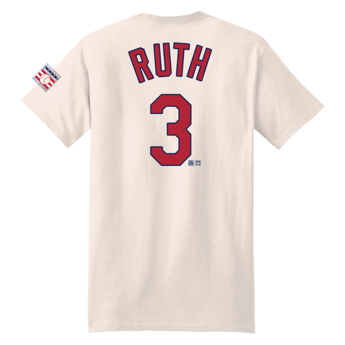 Men’s Babe Ruth Baseball Hall of Fame 1936 Inductee Vintage Jersey Number Heavyweight Ivory T-Shirt