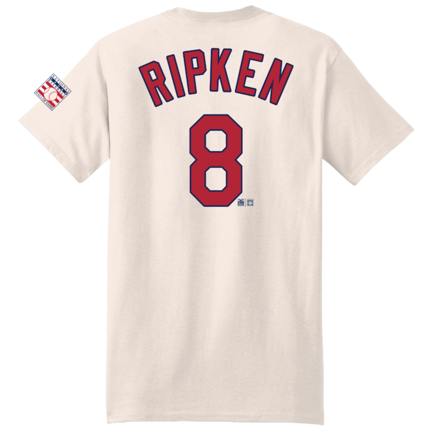 Men’s Cal Ripken Jr. Baseball Hall of Fame 2007 Inductee Vintage Jersey Number Heavyweight Ivory T-Shirt