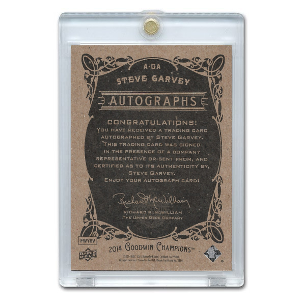 Steve Garvey Autographed Card 2014 Upper Deck Goodwin Champions # A-GA