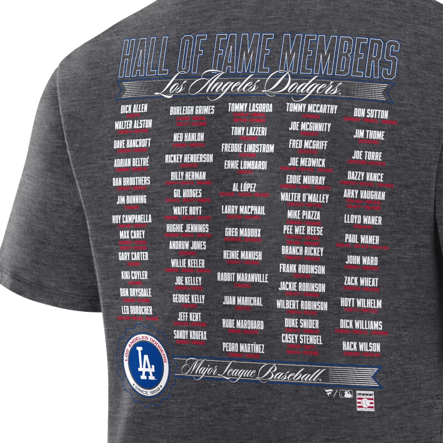 Men’s Los Angeles Dodgers Hall of Fame Roster T-Shirt