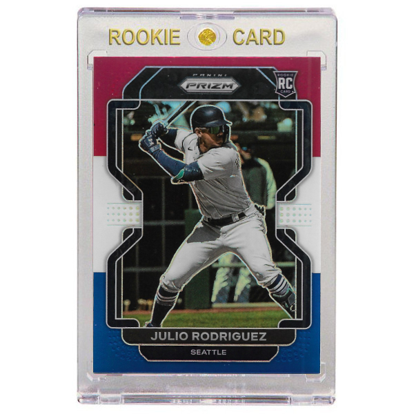 Julio Rodriguez Seattle Mariners 2022 Panini Prizm Red White and Blue Holo # 40 Rookie Card