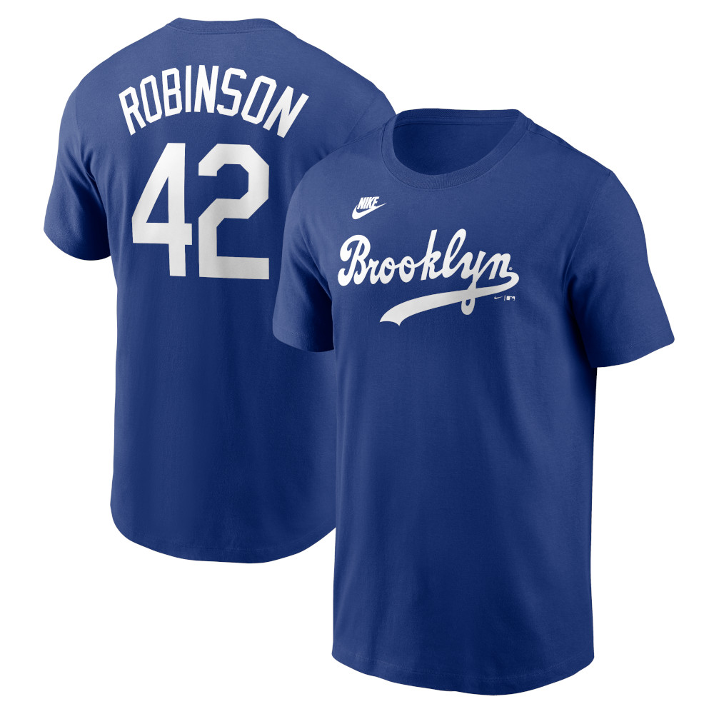 Men’s Nike Jackie Robinson Brooklyn Dodgers Cooperstown Collection Name & Number Royal T-Shirt