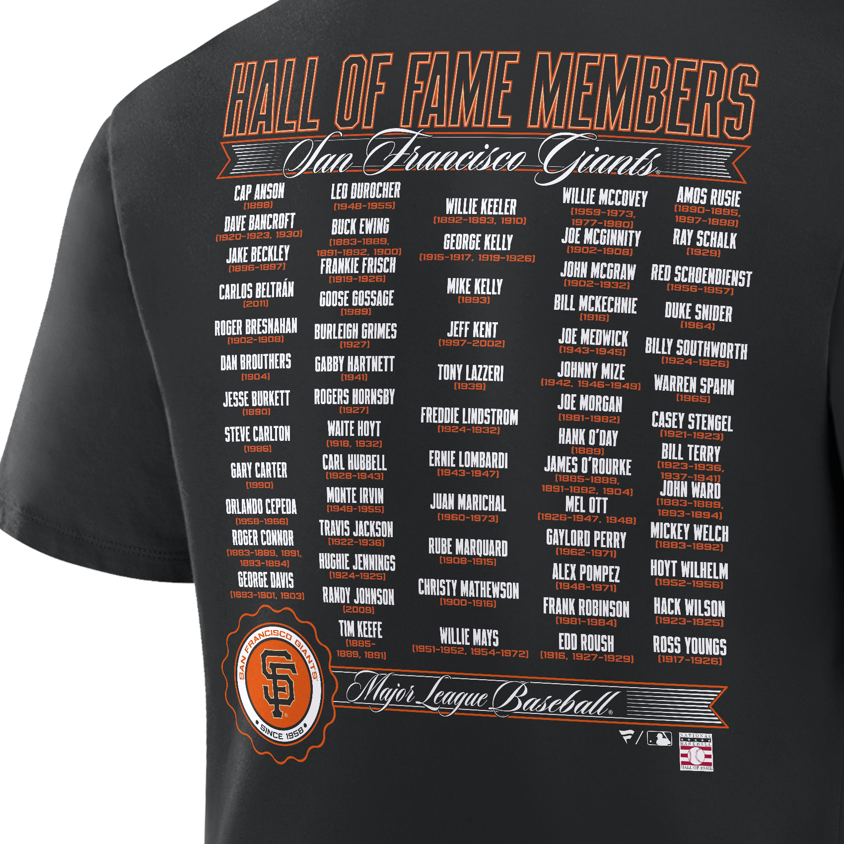Men’s San Francisco Giants Hall of Fame Roster T-Shirt