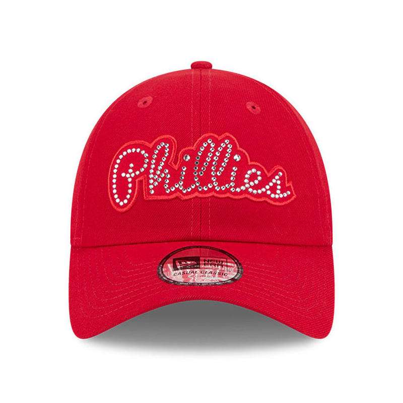 Women’s New Era Philadelphia Phillies Rhinestone Script Red Adjustable Cap