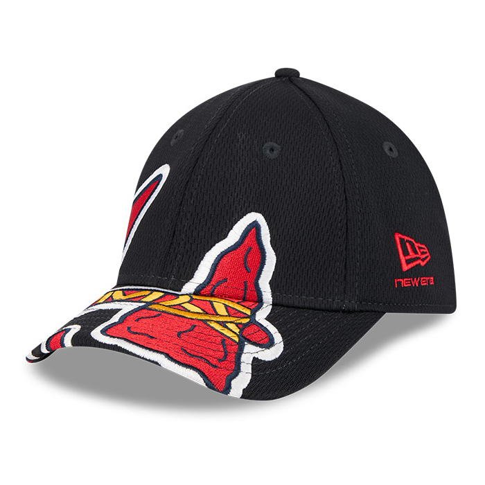 Youth New Era Atlanta Braves Oversized Logo Stretch Fit Cap
