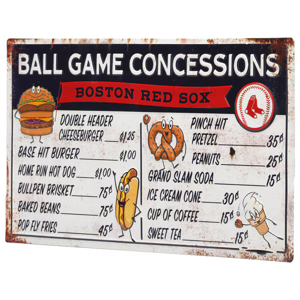 Boston Red Sox Ball Park Concessions 17 x 10 Metal Sign