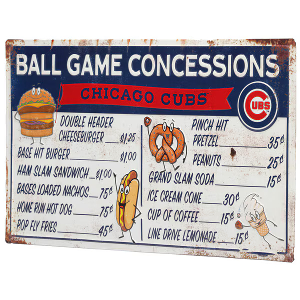 Chicago Cubs Ball Park Concessions 17 x 10 Metal Sign