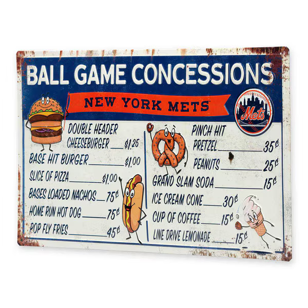 New York Mets Ball Park Concessions 17 x 10 Metal Sign