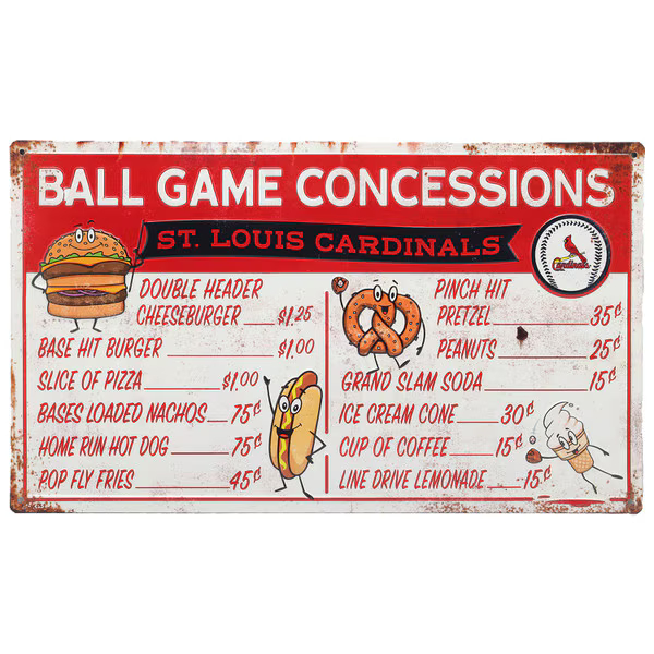 St. Louis Cardinals Ball Park Concessions 17 x 10 Metal Sign