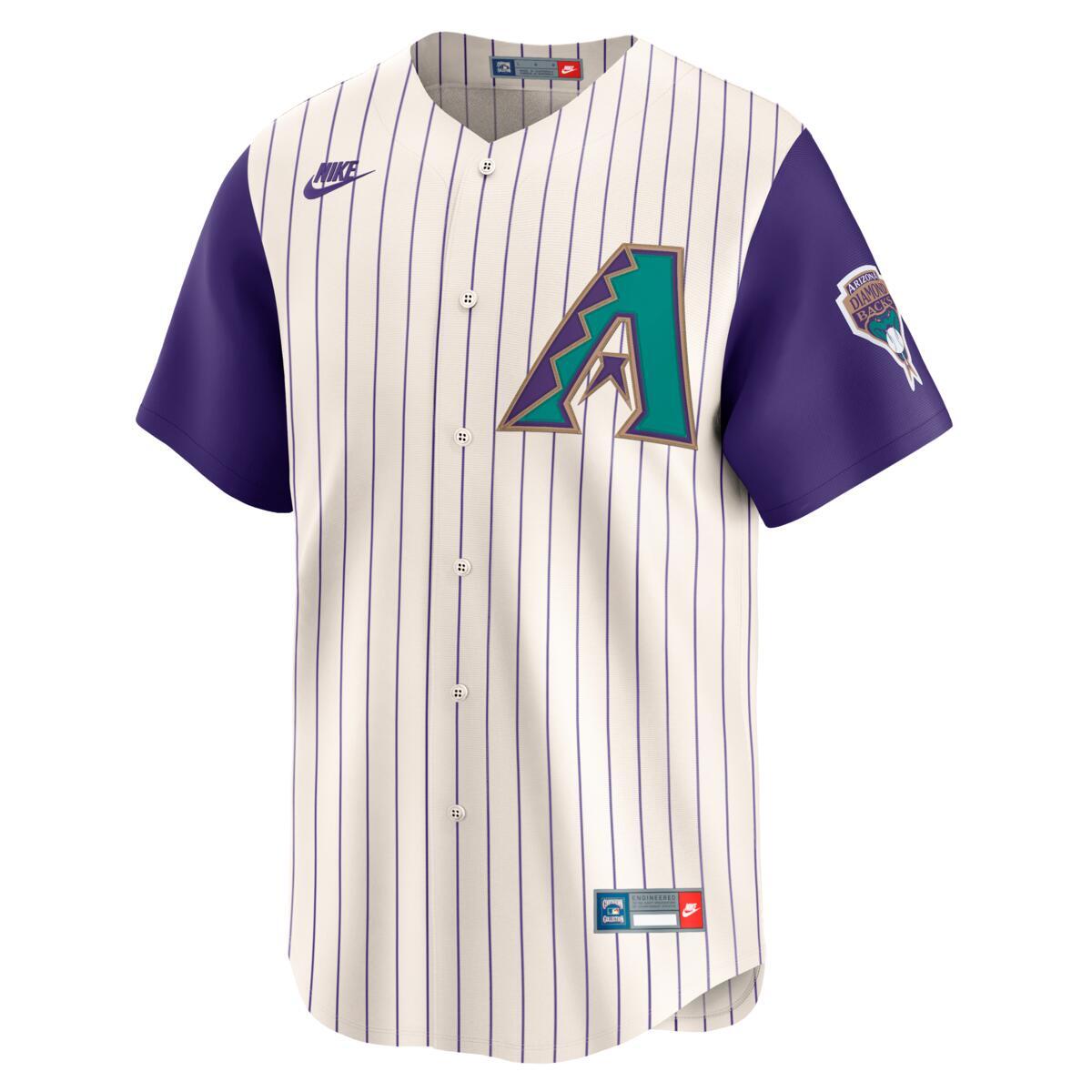 Men’s Nike Randy Johnson Arizona Diamondbacks  Cooperstown Collection Limited Full Button Front Pinstripe Replica Jersey