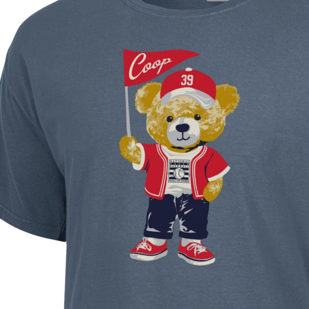 Unisex Baseball Hall of Fame Bear Mascot Slate T-Shirt