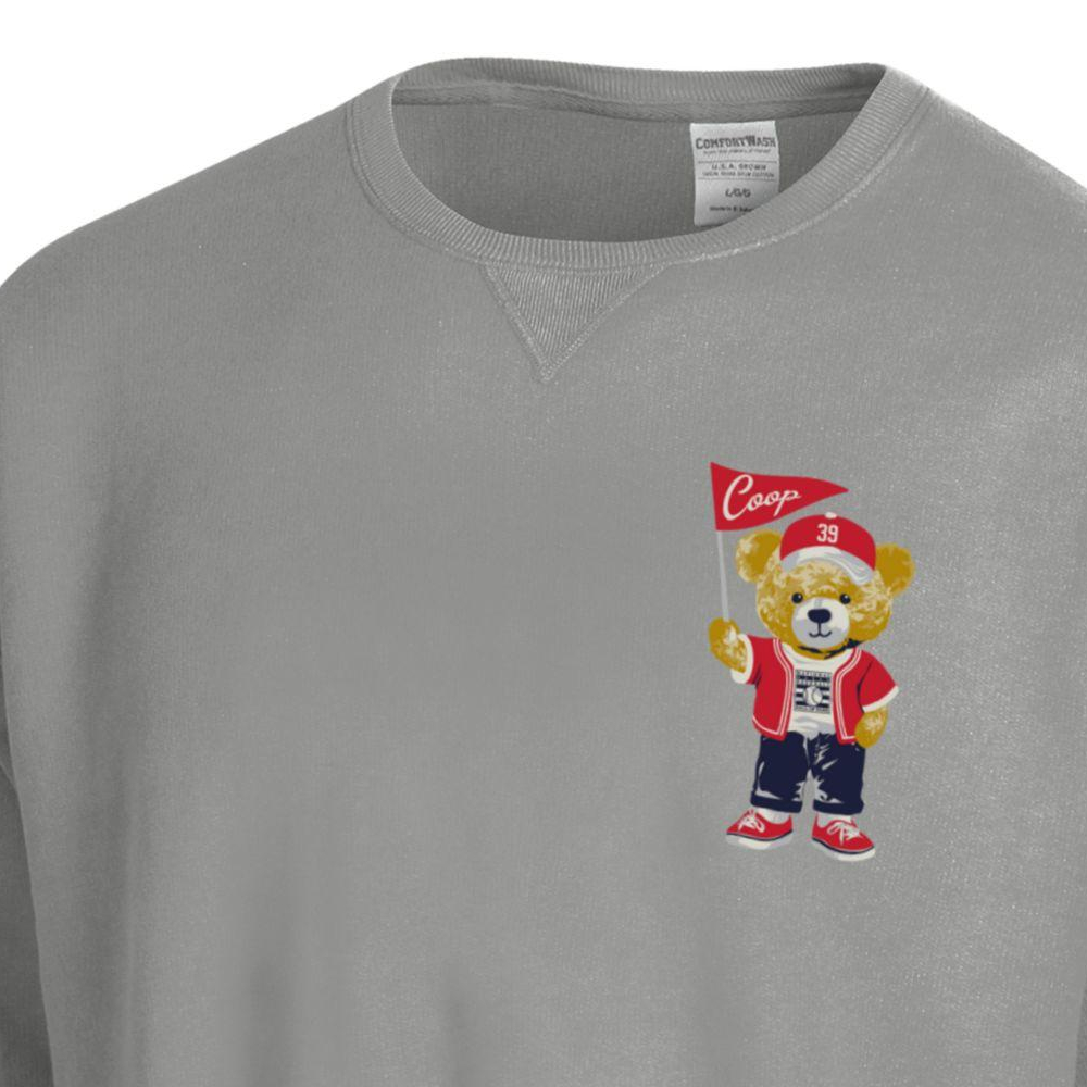 Unisex Baseball Hall of Fame Bear Mascot Fleece Grey Crew Sweatshirt