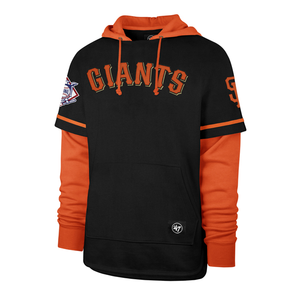 Men’s ’47 Brand San Francisco Giants Trifecta Shortstop Black and Orange Pullover With Hood