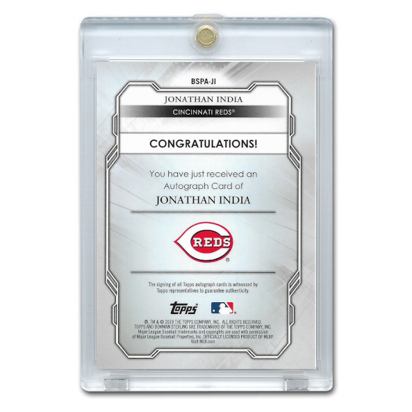 Jonathan India Autographed Card 2019 Bowman Sterling Prospect # BSPA-JI