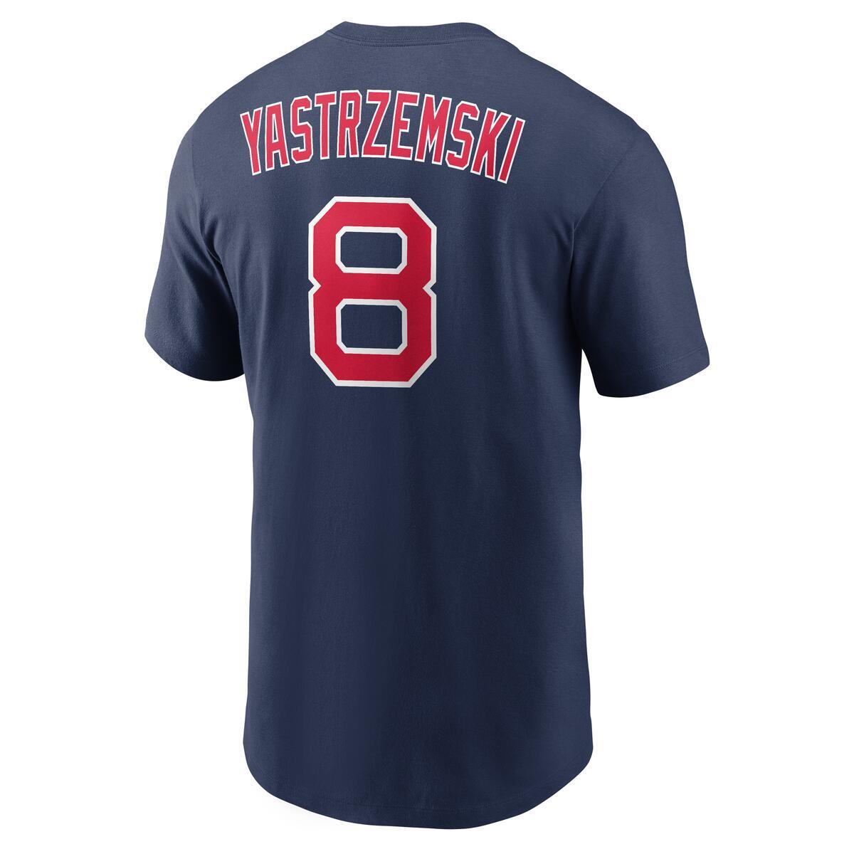 Men’s Nike Carl Yastrzemski Boston Red Sox Cooperstown Collection Name & Number Navy T-Shirt