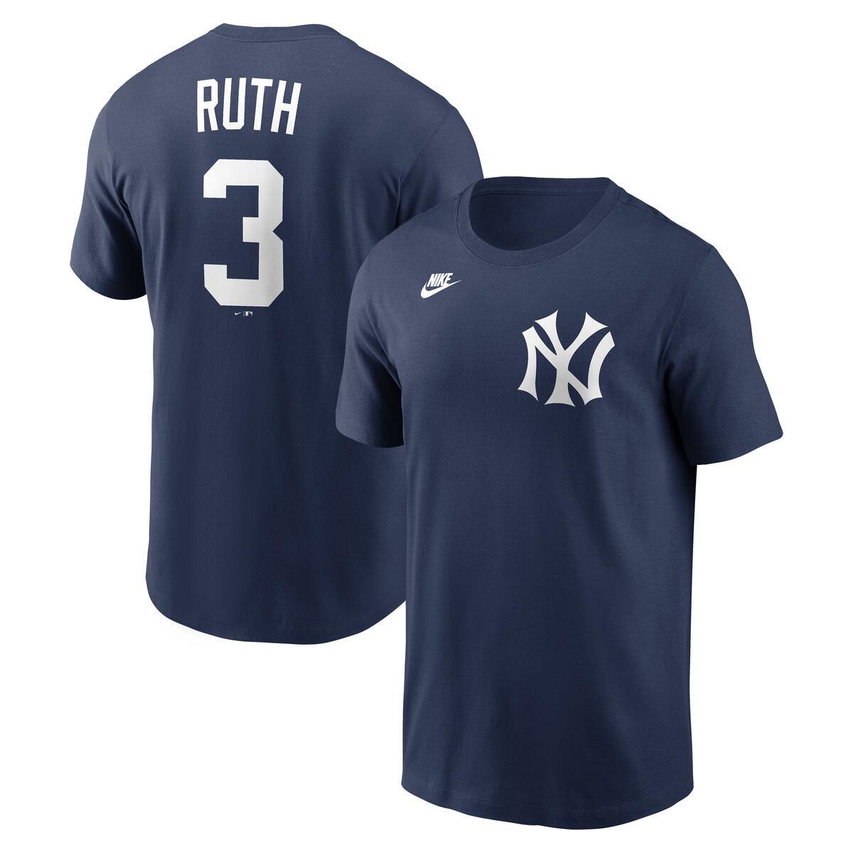 Men’s Nike Babe Ruth New York Yankees Cooperstown Collection Name & Number Navy T-Shirt