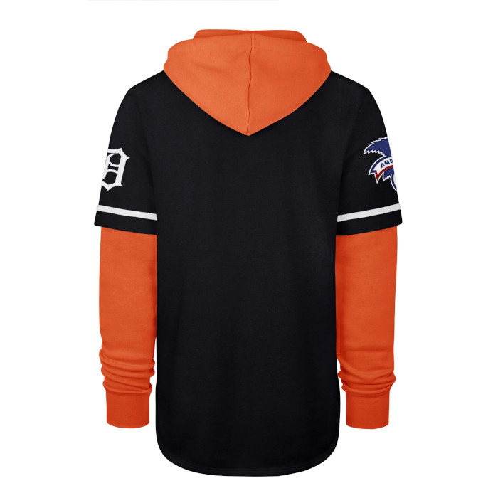 Men’s ’47 Brand Detroit Tigers Trifecta Shortstop Navy and Orange Pullover With Hood
