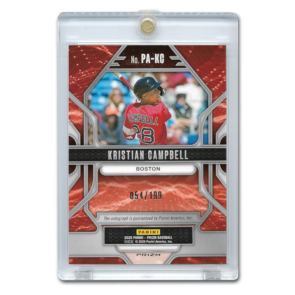 Kristian Campbell Autographed Card 2025 Panini Prizm Prizmatic Red Ice # PA-KC Rookie Card Ltd Ed of 199