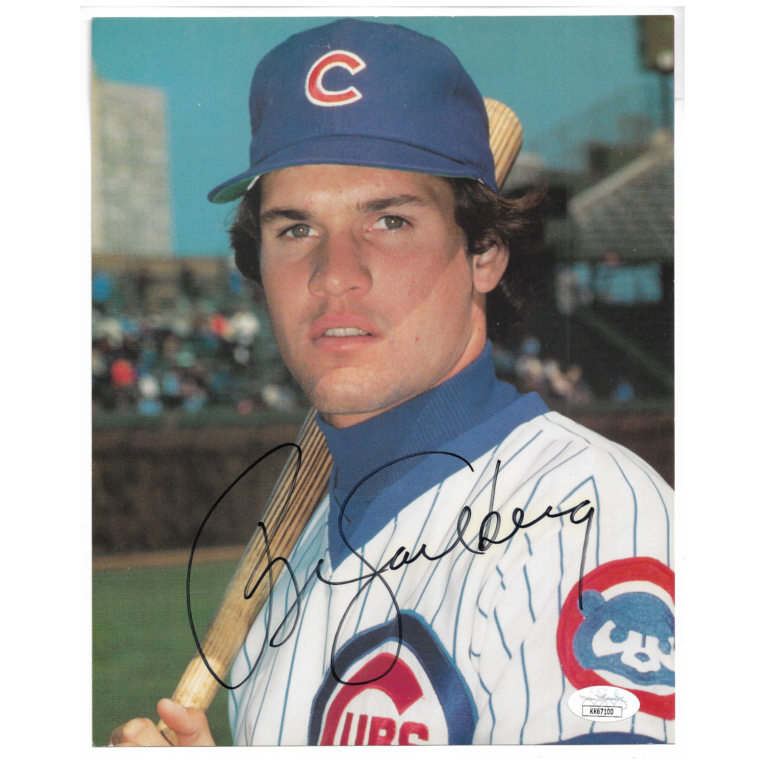 Ryne Sandberg Autographed 8X10 Photocard (JSA-00)