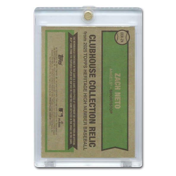 Zach Neto 2025 Topps Heritage Clubhouse Collection Relic # CCR-ZN