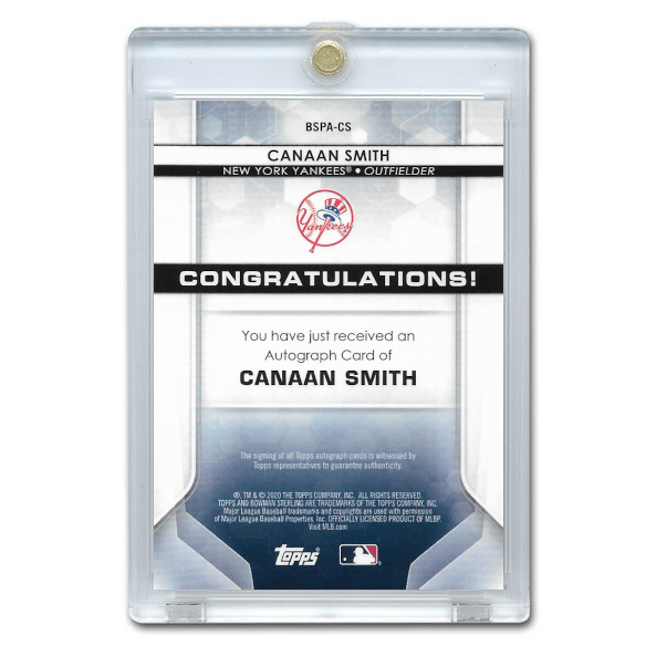 Canaan Smith Autographed Card 2020 Bowman Sterling Prospect # BSPA-CS