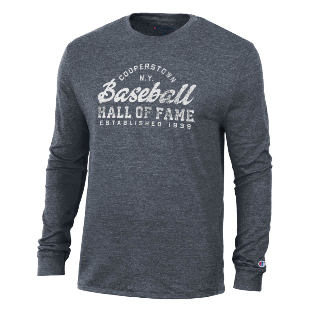 Men’s Baseball Hall of Fame Champion Heathered Navy Long Sleeve Tee