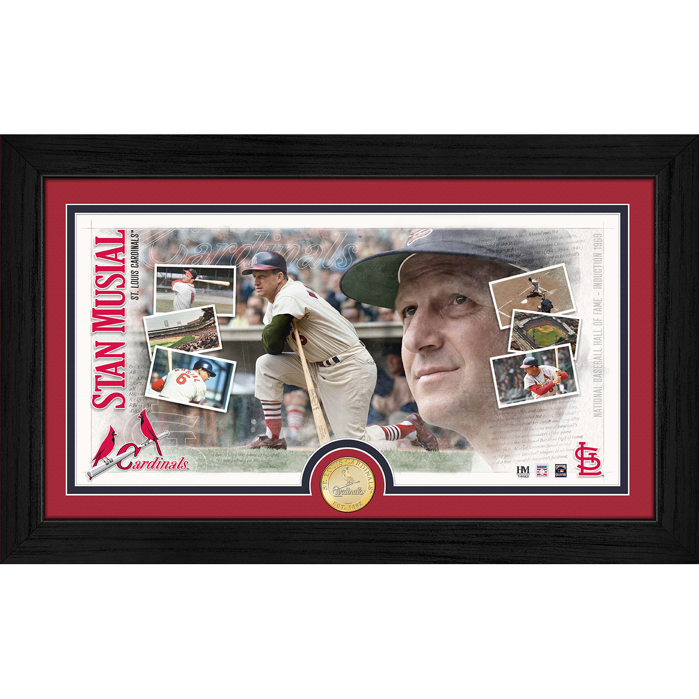 Highland Mint Stan The Man Musial Cardinal Legend Bronze Coin 12x20 Pano Photo Mint