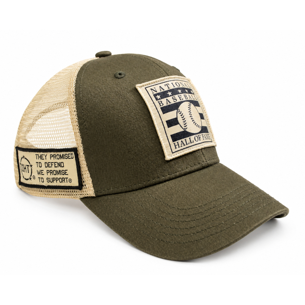 Men’s Baseball Hall of Fame Operation Hat Trick Adjustable Olive Green Mesh Cap