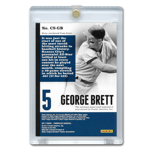 George Brett 2017 Panini Chronicles Swatches # CS-GB Ltd Ed of 199