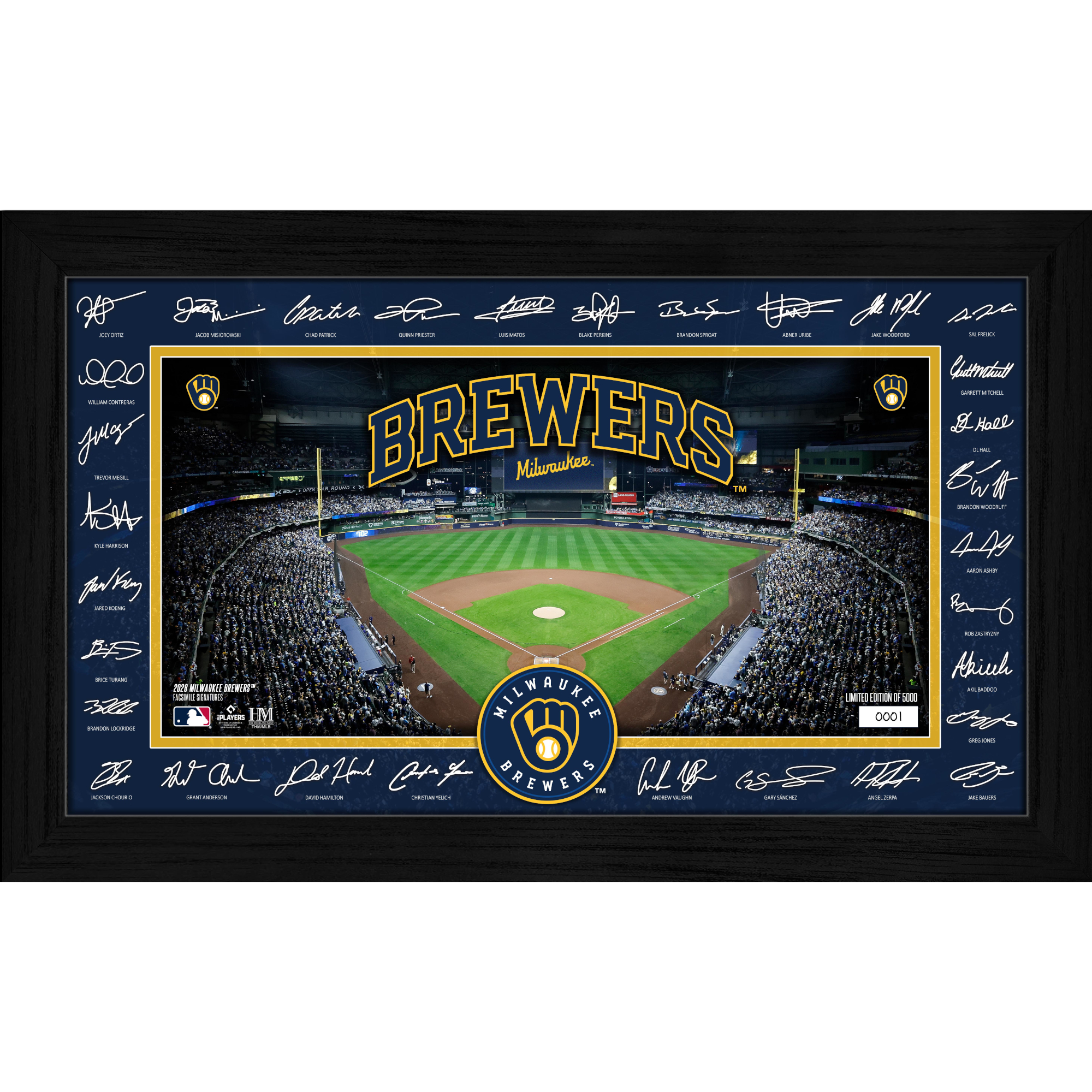 Milwaukee Brewers Highland Mint 2026 Framed 12 x 20 Signature Field