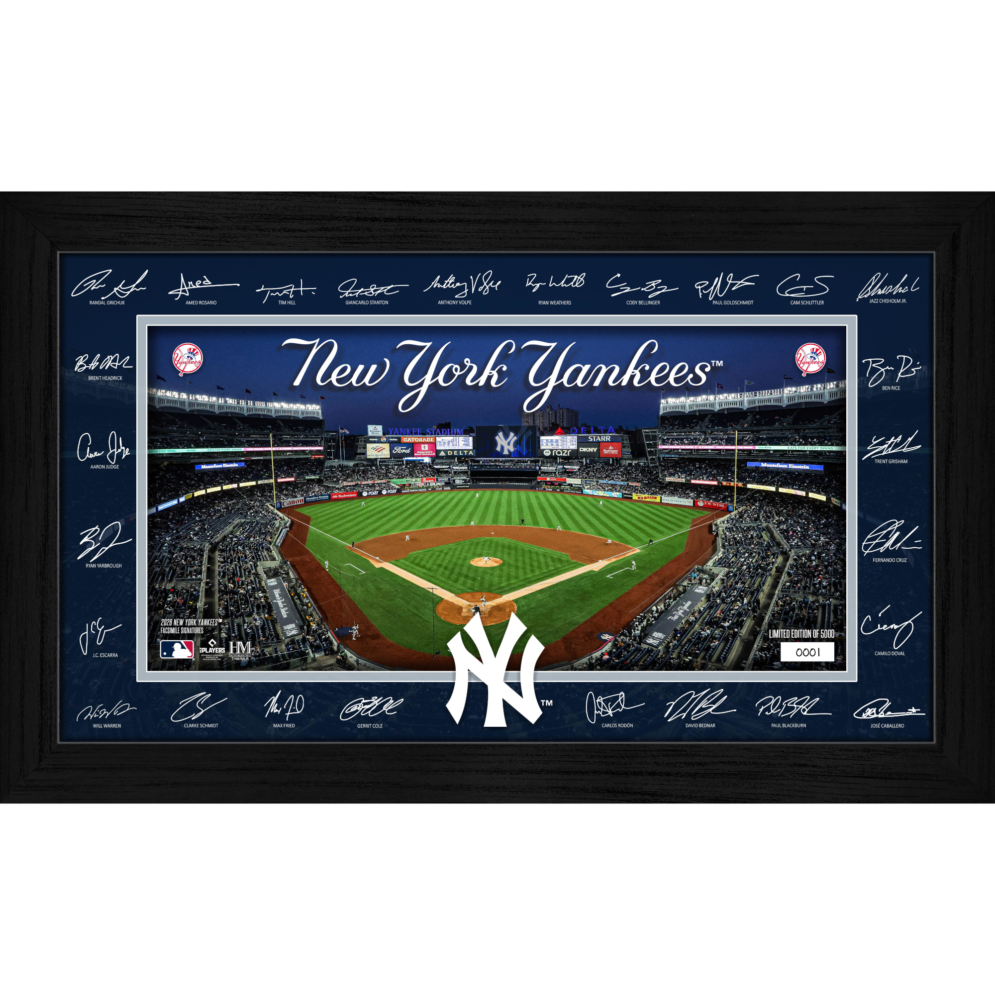 New York Yankees Highland Mint 2026 Framed 12 x 20 Signature Field