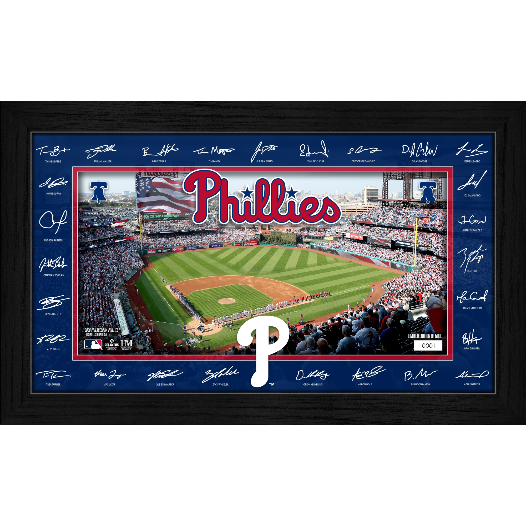 Philadelphia Phillies Highland Mint 2026 Framed 12 x 20 Signature Field