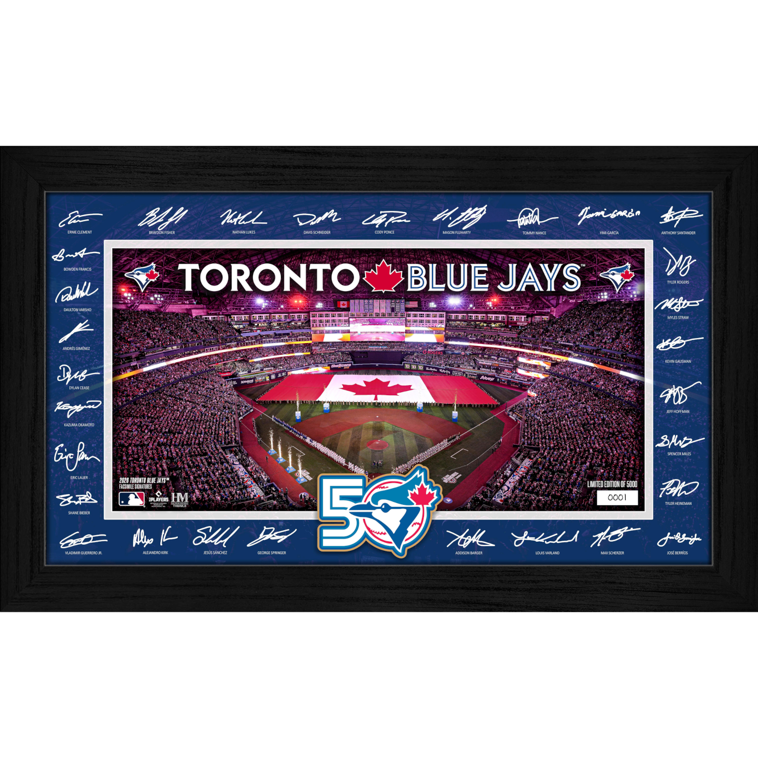 Toronto Blue Jays Highland Mint 2026 Framed 12 x 20 Signature Field
