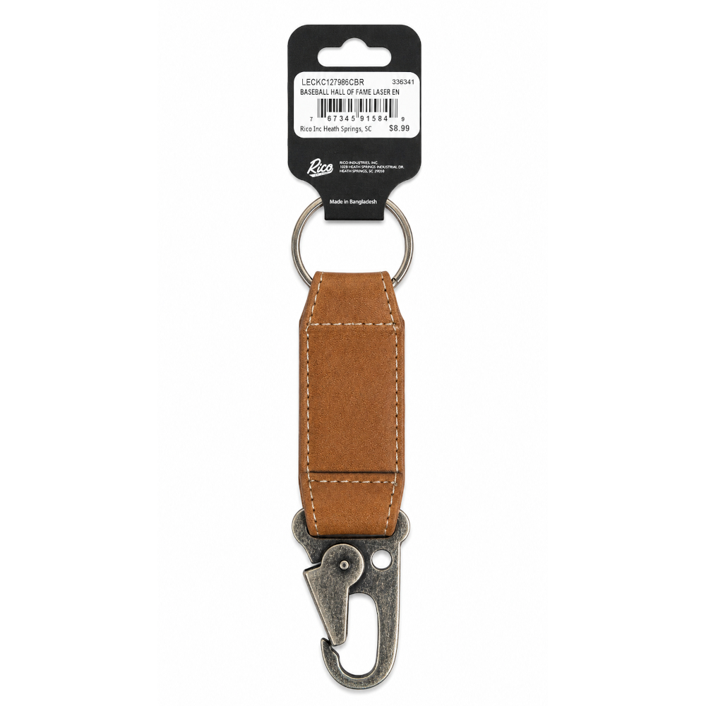 Baseball Hall of Fame Leather Carabiner Keychain