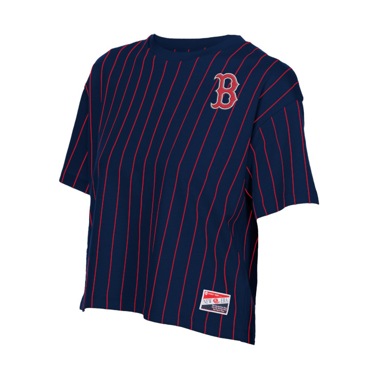 Women’s New Era Boston Red Sox Navy Pinstripe Cropped T-Shirt