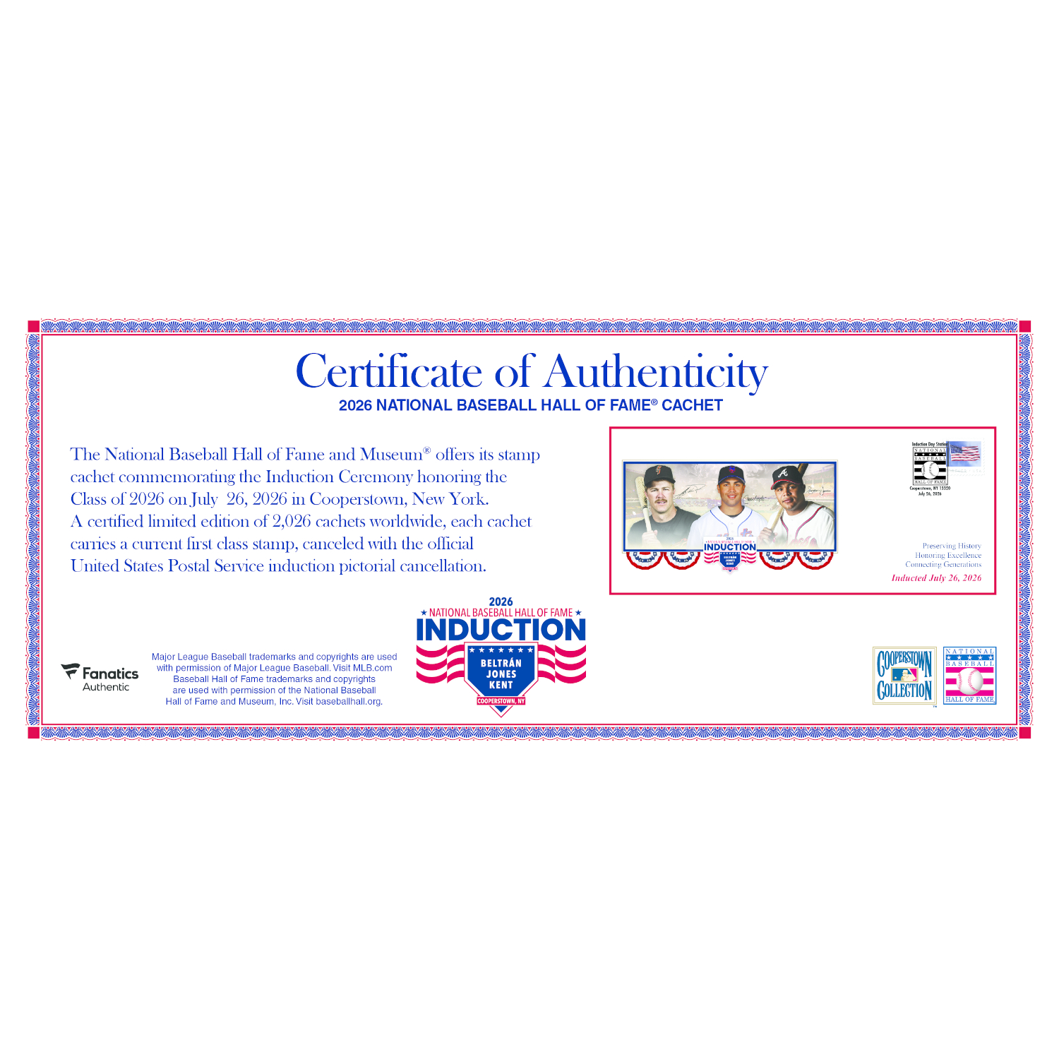 Baseball Hall of Fame 2026 Induction Cachet