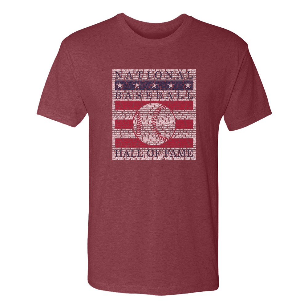 Men’s 108 Stitches Baseball Hall of Fame Heather Maroon 2026 Logo Members T-Shirt