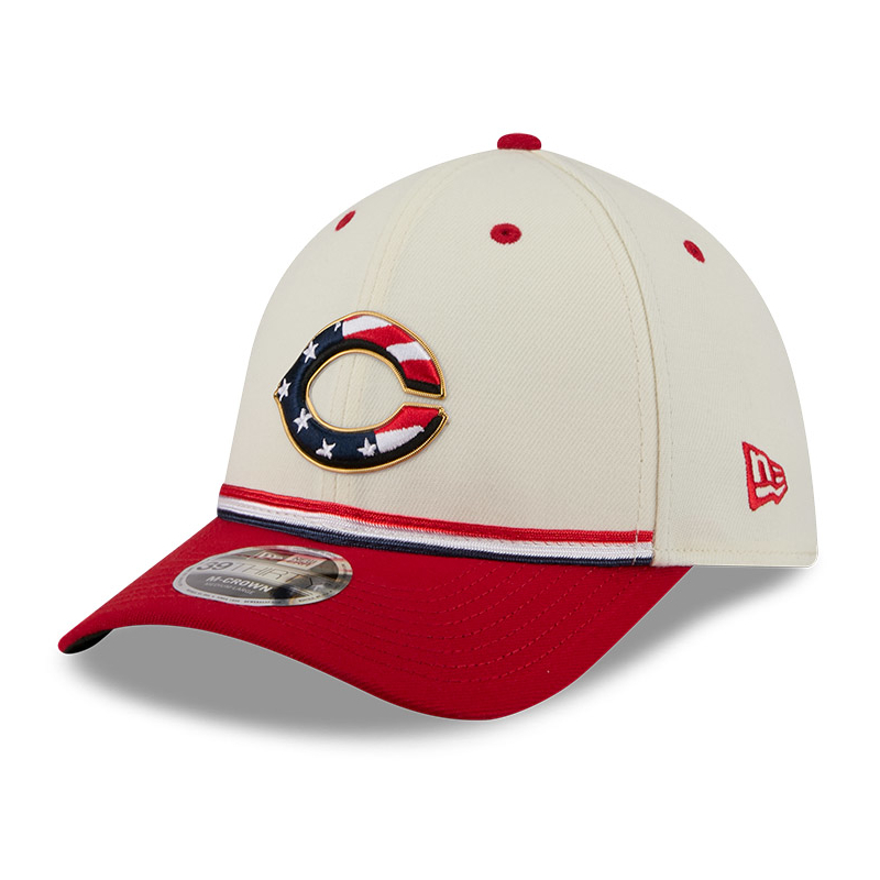 Men’s New Era Cincinnati Reds 2026 Stars and Stripes 39THIRTY M-Crown Stretch Fit Cap