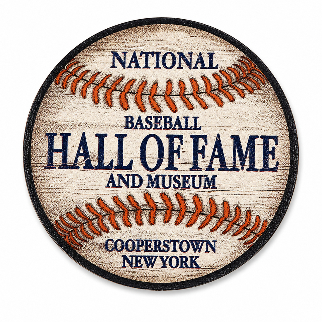 Baseball Hall of Fame Round Wood Magnet