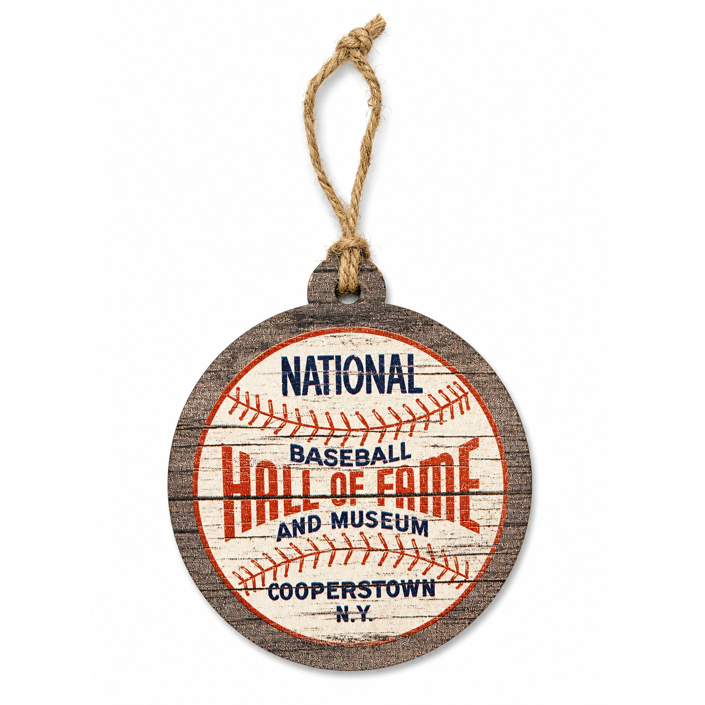 Baseball Hall of Fame Alternate Logo 3 inch Round Wood Ornament