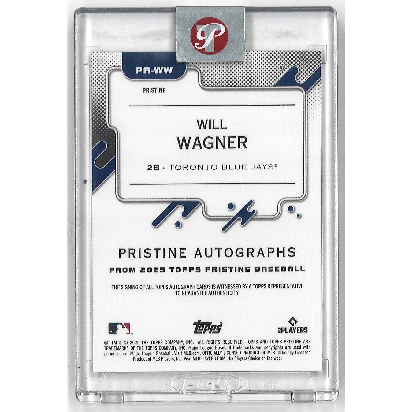 Will Wagner Autographed Card 2005 Topps Pristine # PR-WW Rookie Card
