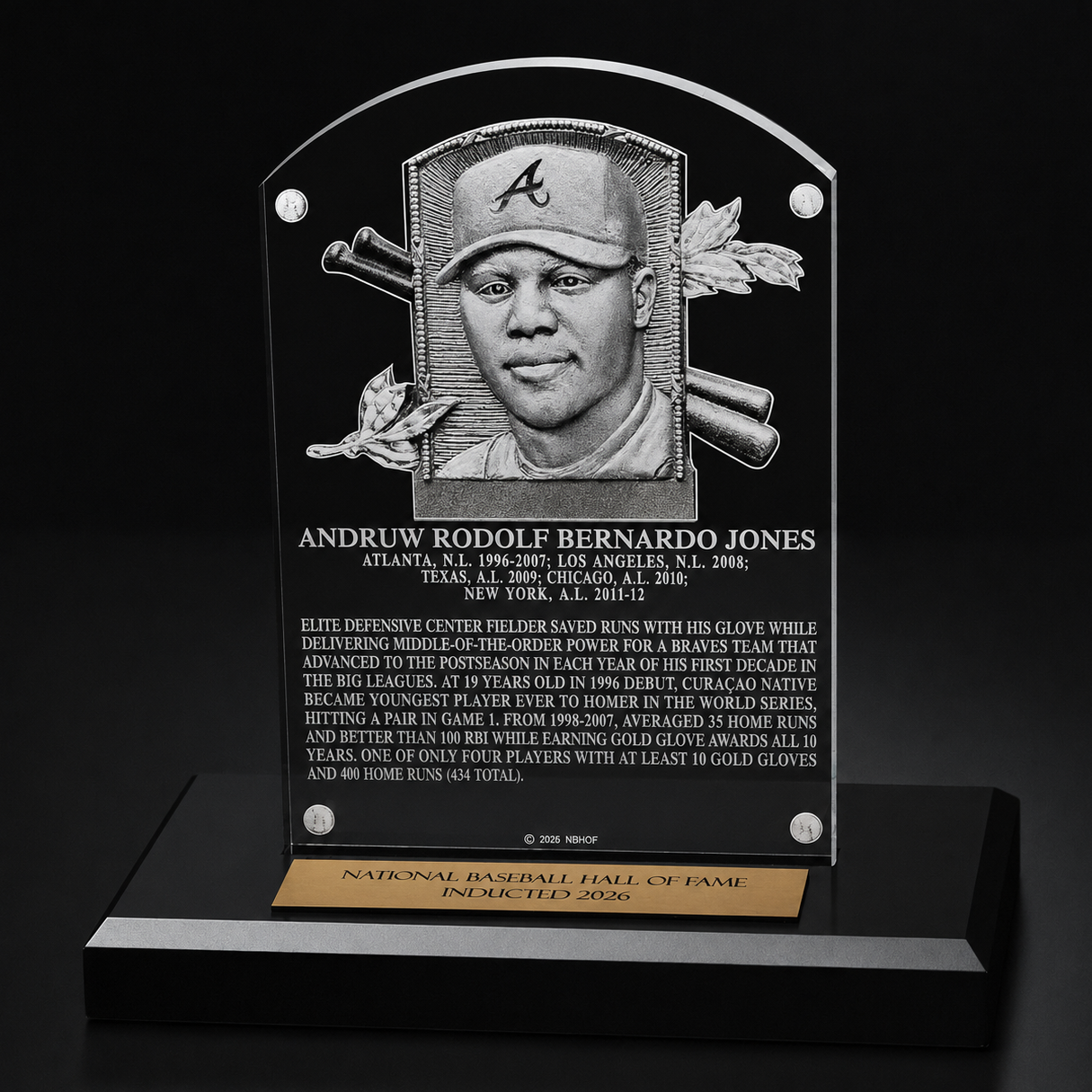Andruw Jones Acrylic Replica Hall of Fame Plaque