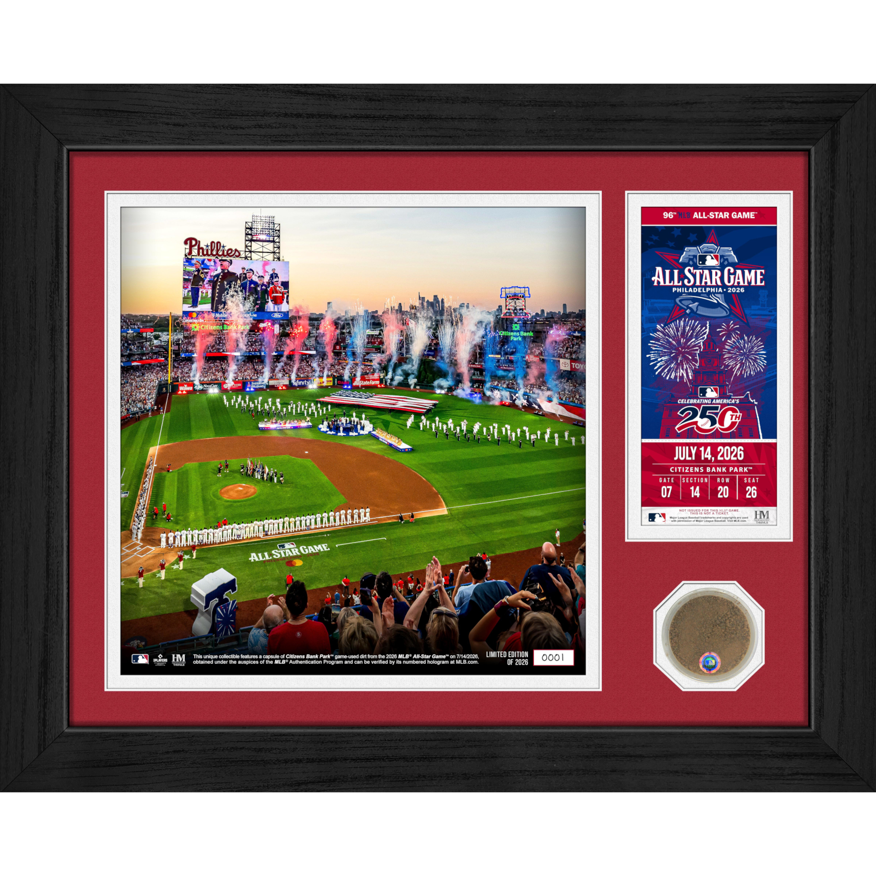 Highland Mint 2026 MLB All Star Game Ceremony Game-Used Dirt & Ticket 13 x 16 Photo Mint