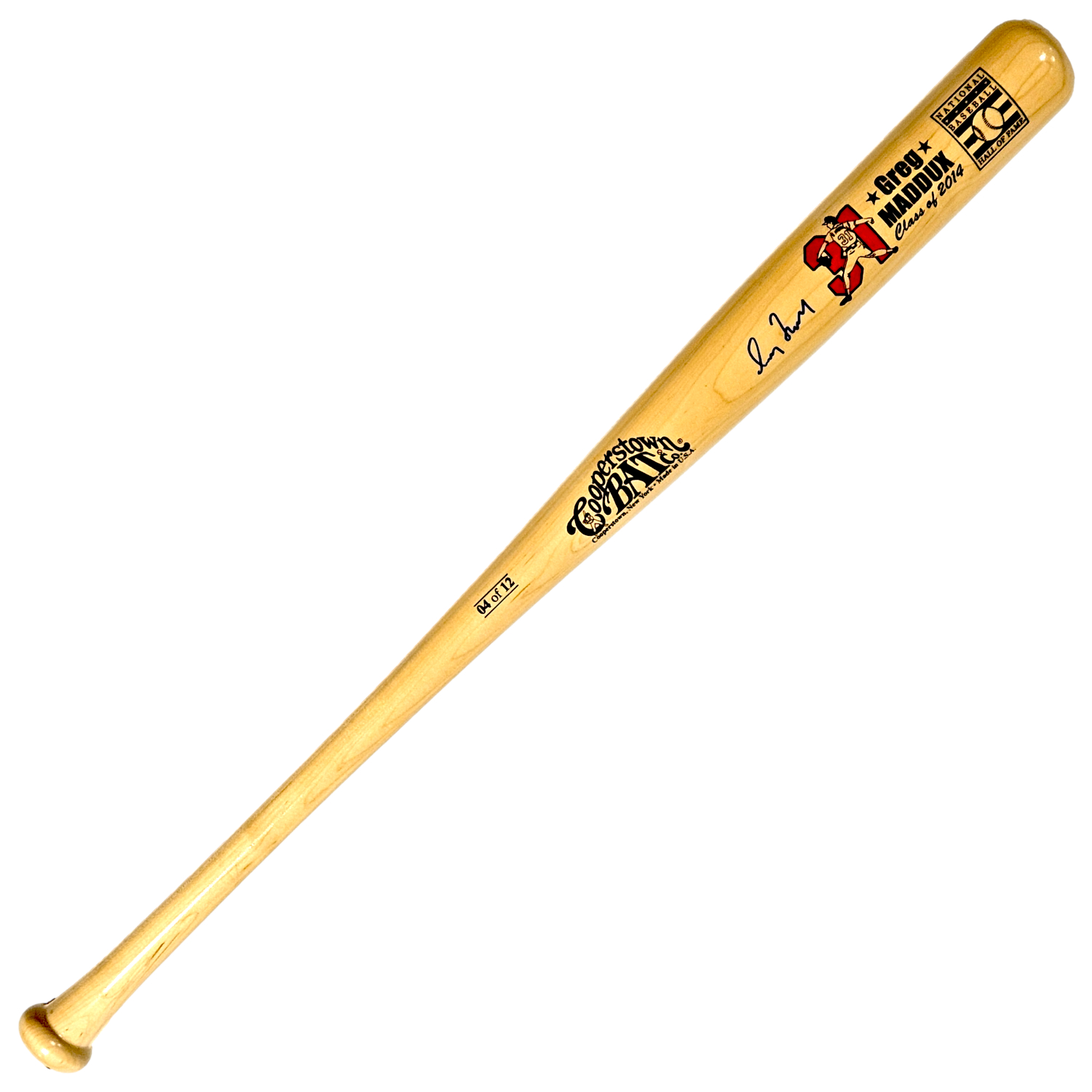 Greg Maddux Autographed Hall of Fame 2014 Induction Bat Limited Edition of 12 (Beckett)
