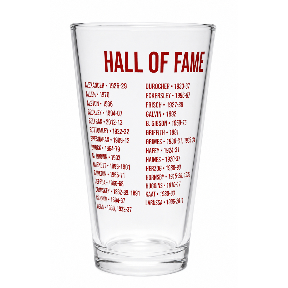 St. Louis Cardinals Team Hall of Famer 16 ounce Pint Glass
