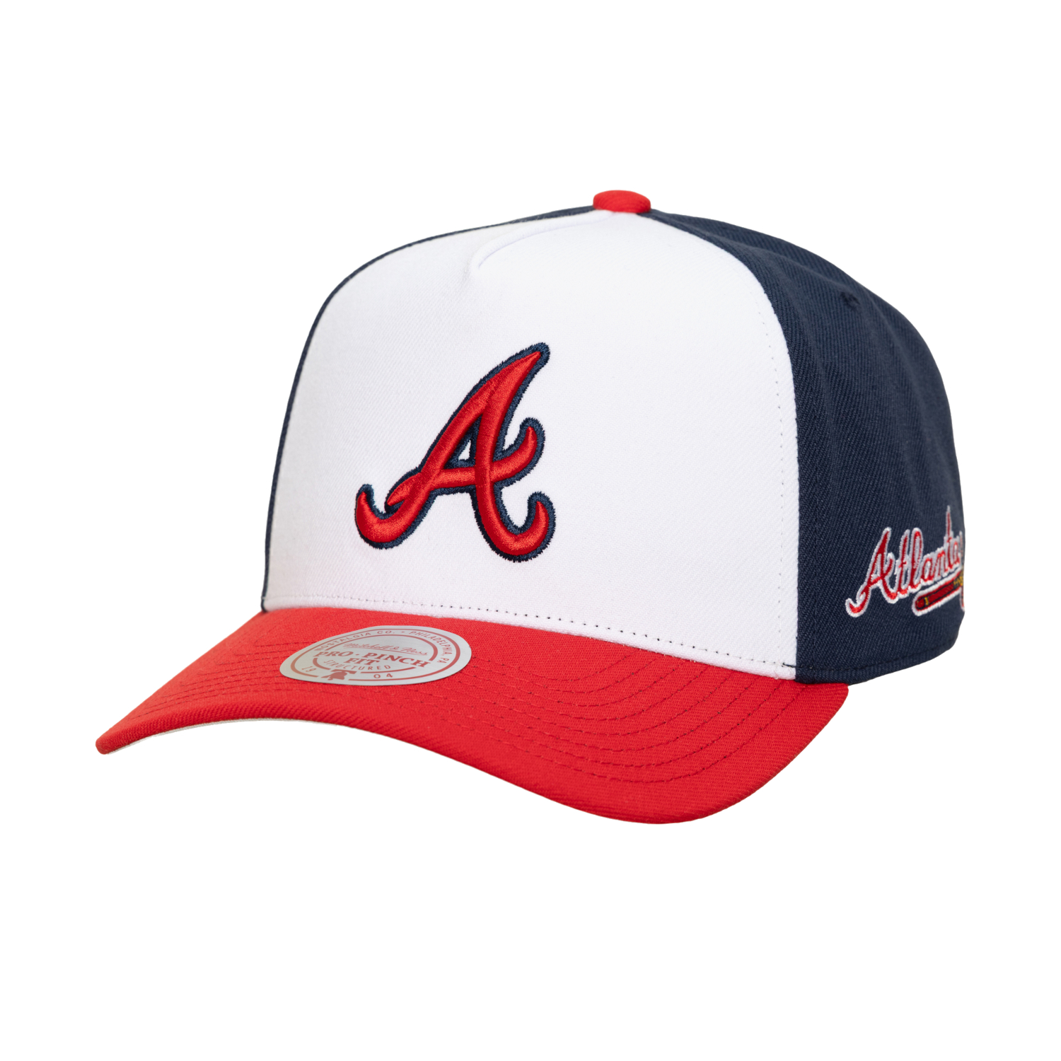 Men’s Mitchell & Ness Atlanta Braves Pro Pinch White & Navy Snapback Cap