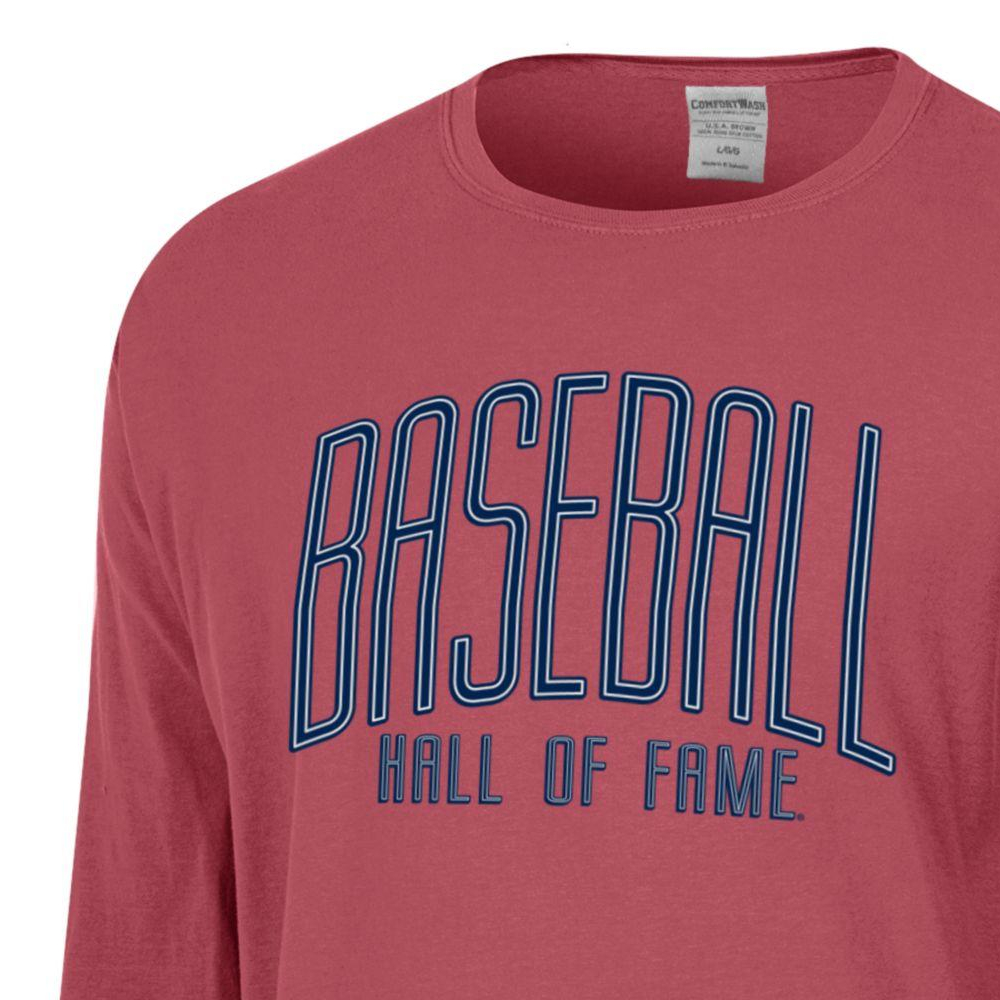 Unisex Baseball Hall of Fame Comfort Wash Crimson Long Sleeve Tee